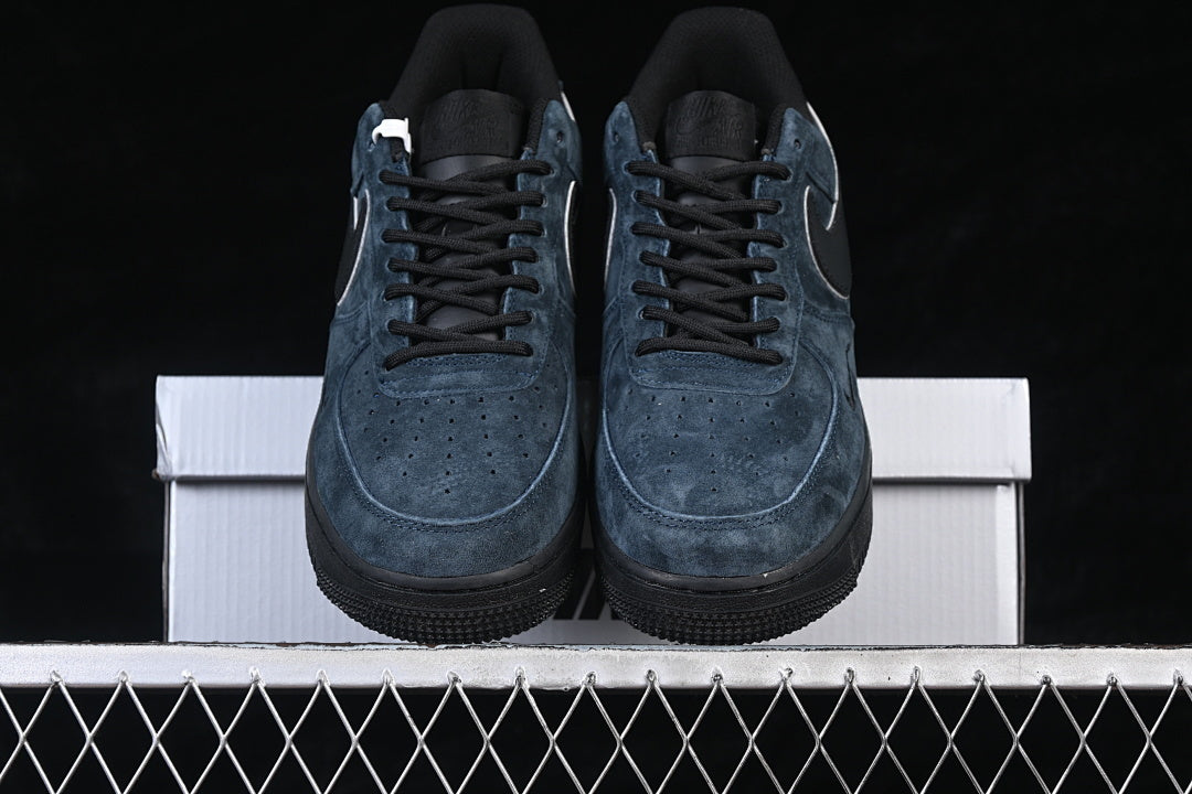 Nike Air Force 1 “Midnight Mirror” — Navy / Black / Silver — Design‑Inspired - AF1‑017