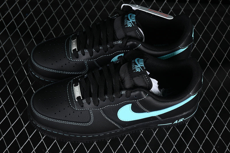 Nike Air Force 1 “Tiffany Tribute” — Black / Tiffany Blue — Design‑Inspired - AF1‑019