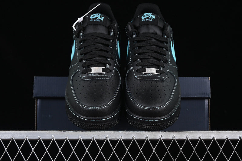 Nike Air Force 1 “Tiffany Tribute” — Black / Tiffany Blue — Design‑Inspired - AF1‑019