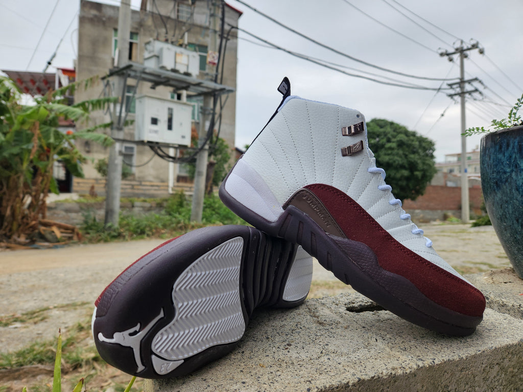 1200 — Jordan 12 “A Ma Maniére” — White/Burgundy — Design‑Inspired