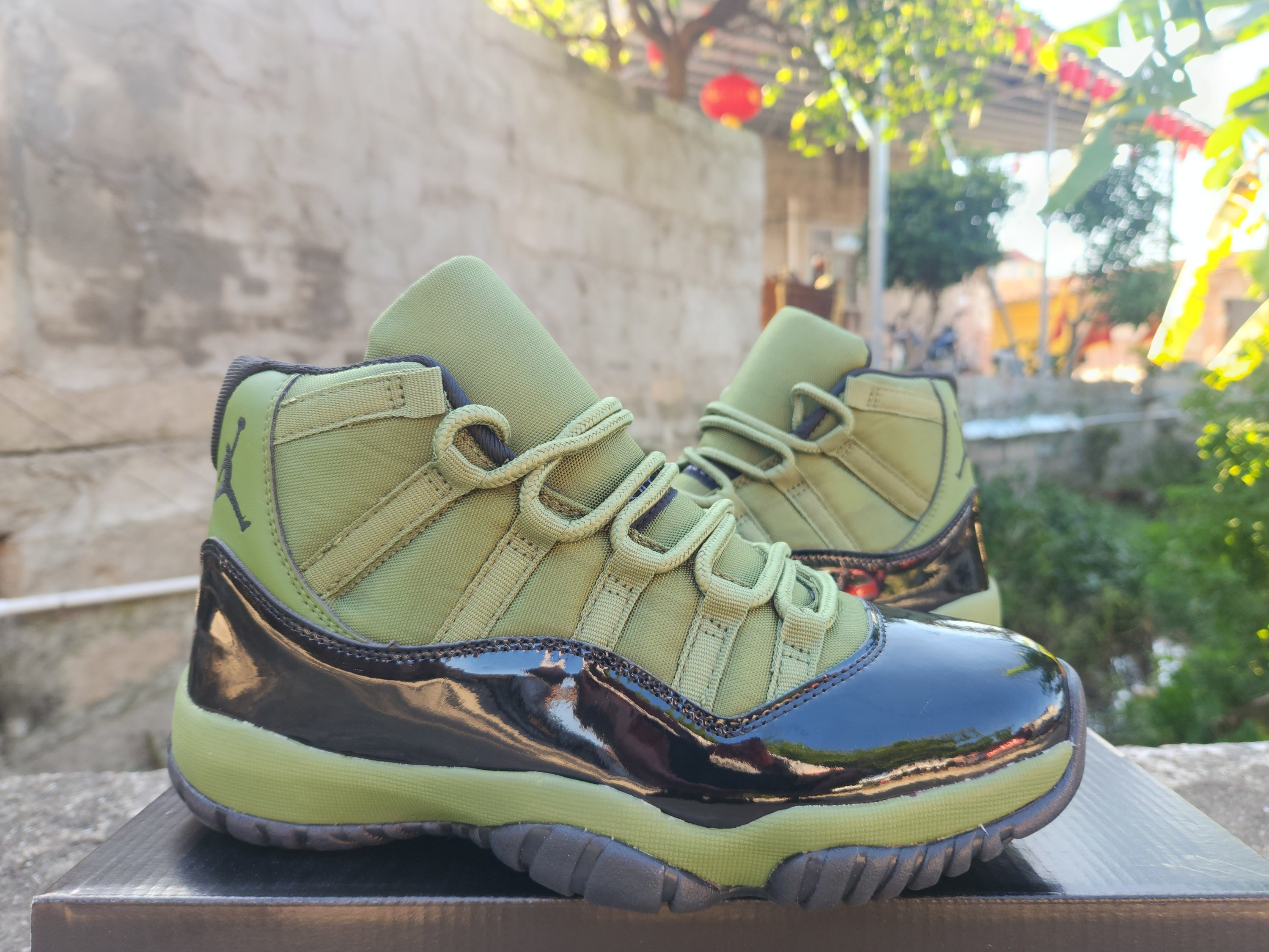 1103 — Jordan 11 “Army Green / Black Patent” — Design‑Inspired