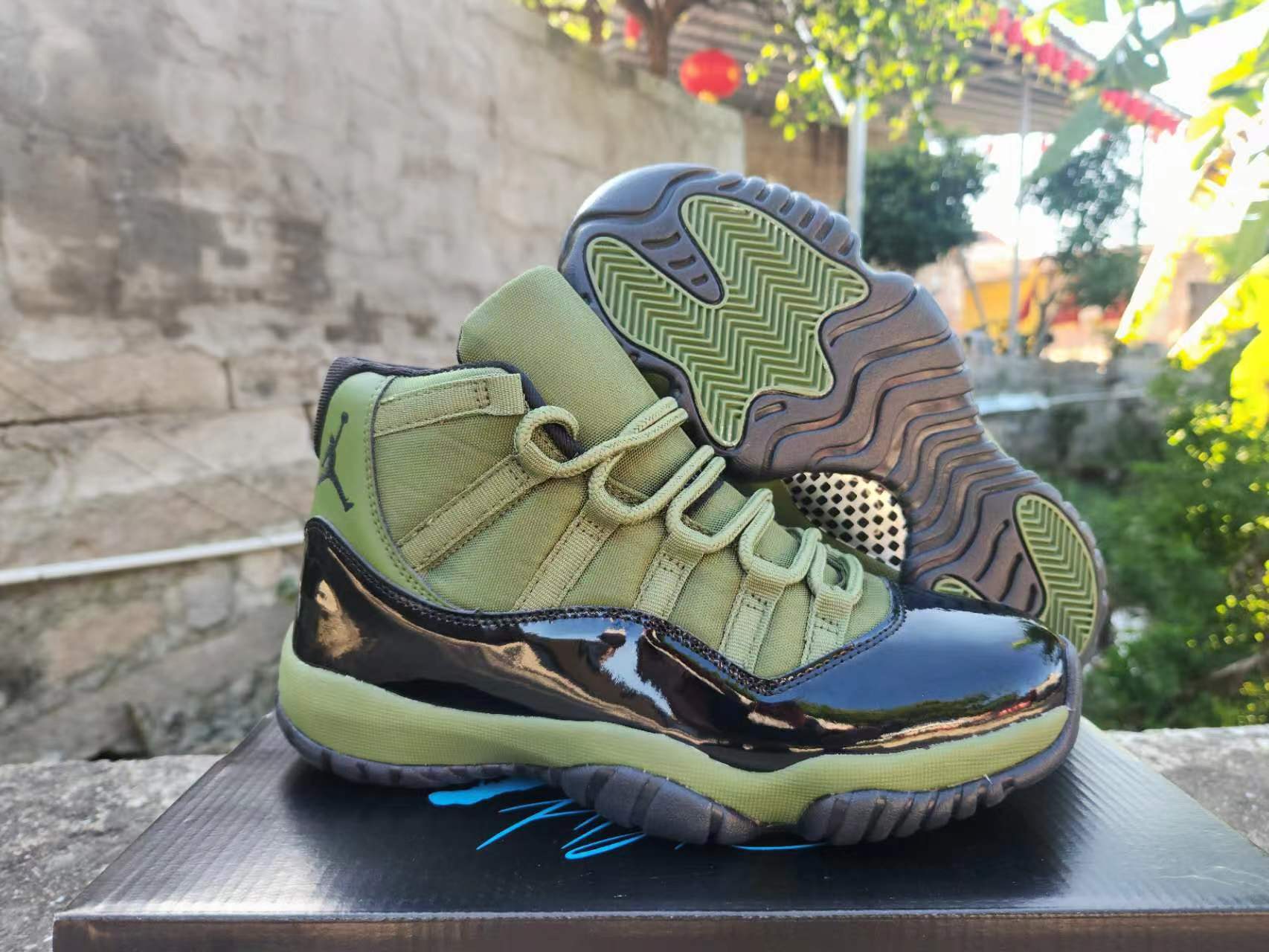 1103 — Jordan 11 “Army Green / Black Patent” — Design‑Inspired