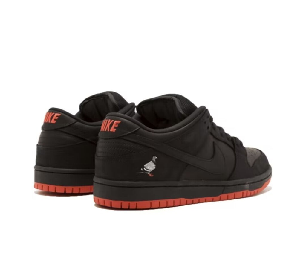 SBDNK‑002 — Nike SB Dunk Low “Black Pigeon — Red Bottom” — Black/Red — Design‑Inspired