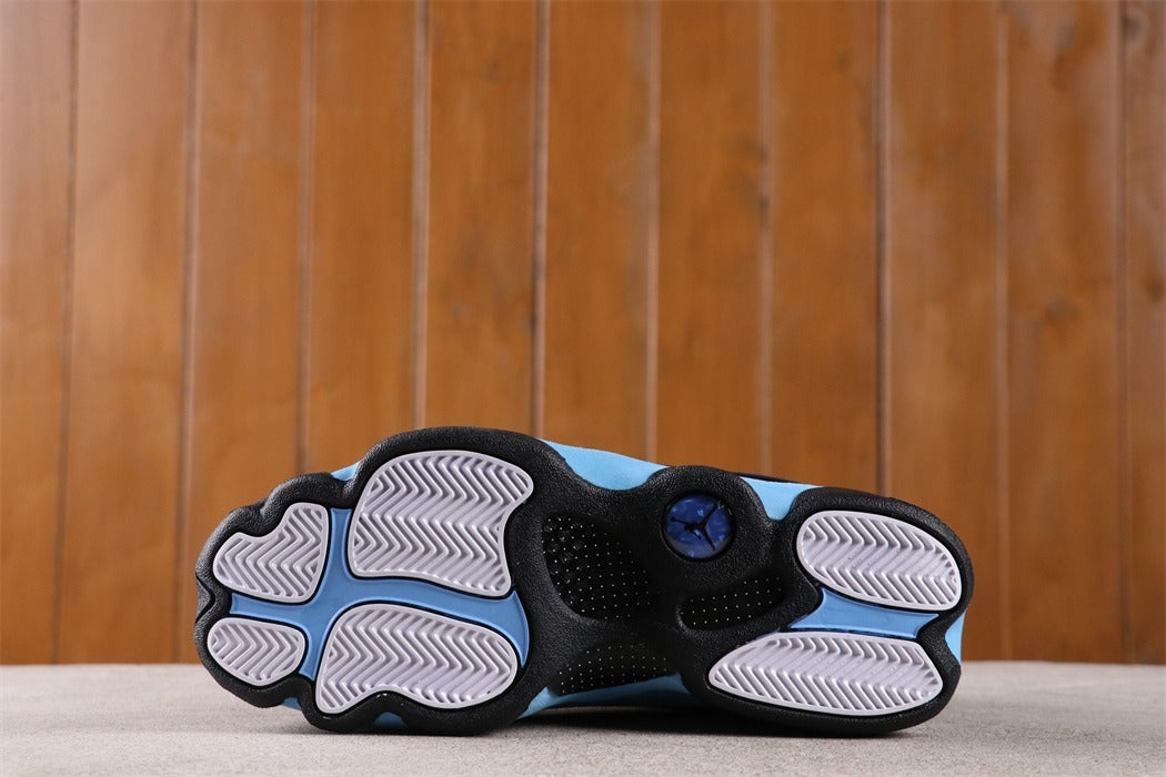 1303 — Jordan 13 “Black UNC” — Black/University Blue — Design‑Inspired