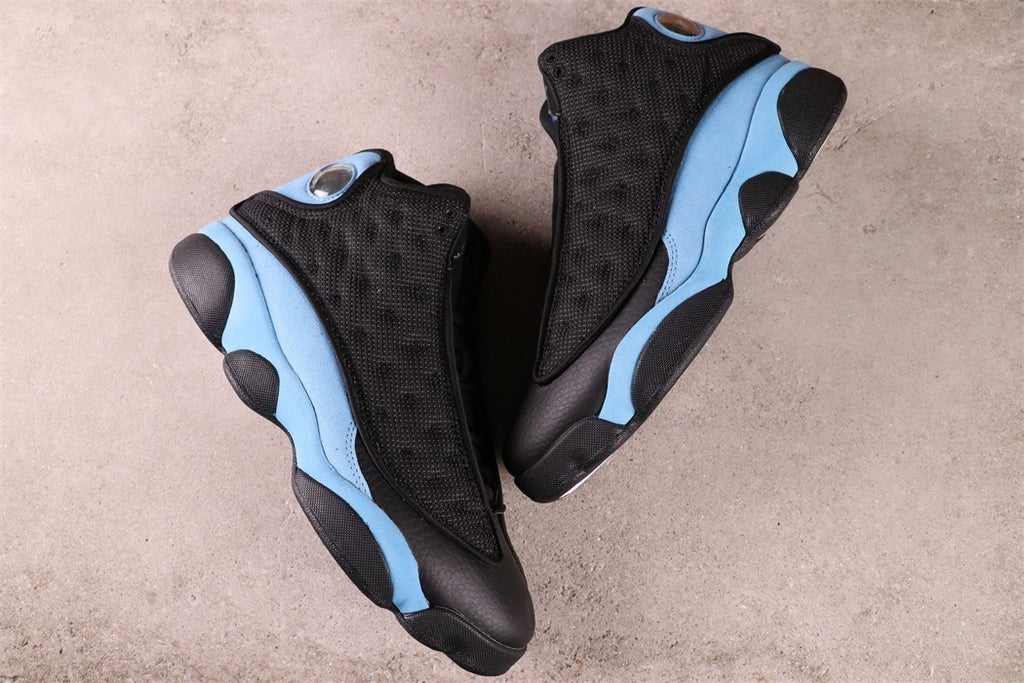 1303 — Jordan 13 “Black UNC” — Black/University Blue — Design‑Inspired