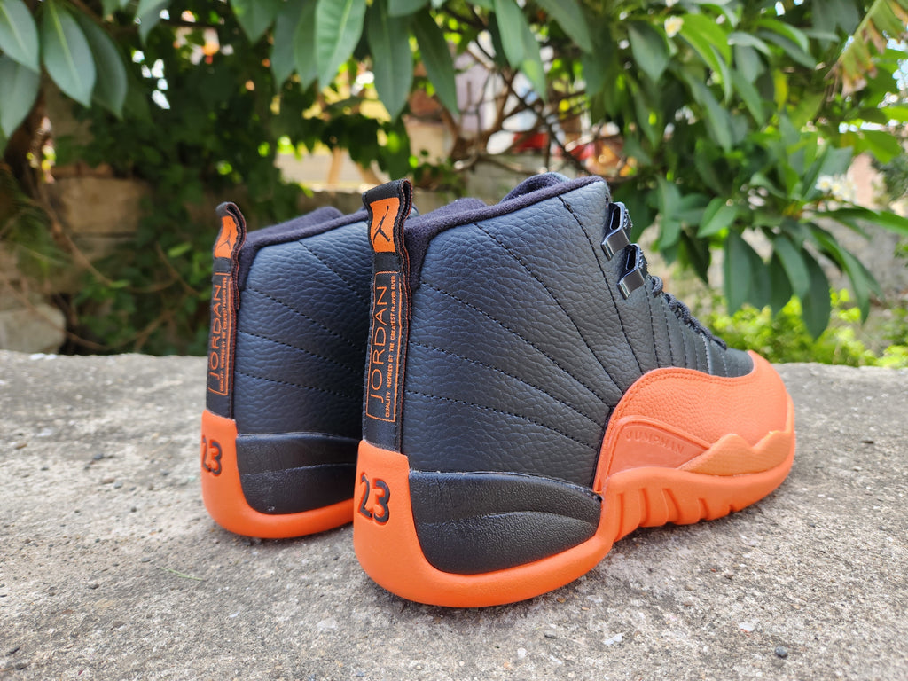 1203 — Jordan 12 “Brilliant Orange” — White/Orange — Design‑Inspired