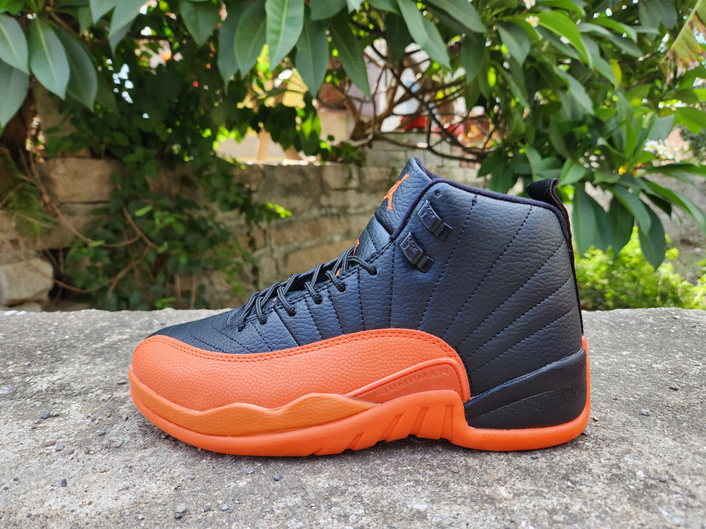 1203 — Jordan 12 “Brilliant Orange” — White/Orange — Design‑Inspired