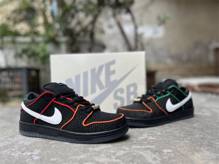 SBDNK‑004 — Nike SB Dunk Low “Bronx Girls” — Black/White/Neon — Design‑Inspired