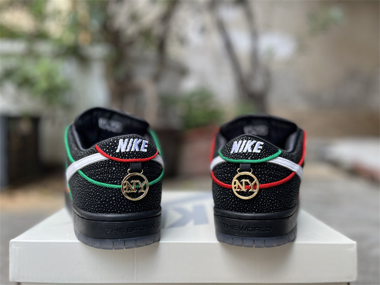 SBDNK‑004 — Nike SB Dunk Low “Bronx Girls” — Black/White/Neon — Design‑Inspired