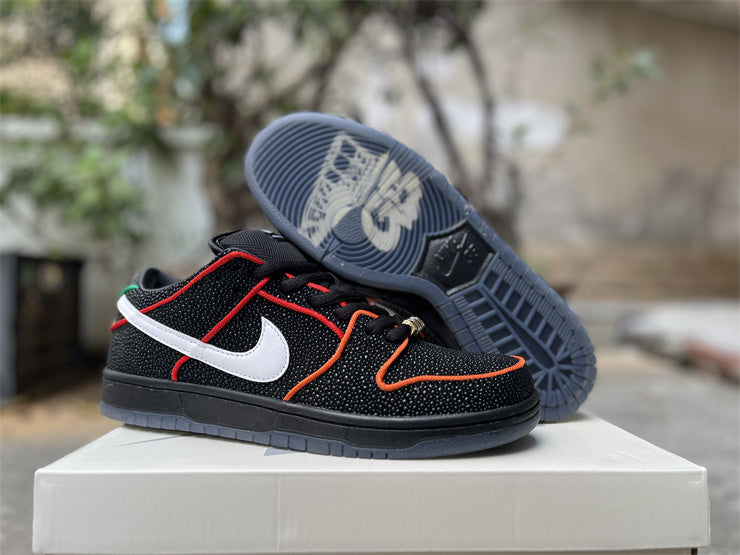 SBDNK‑004 — Nike SB Dunk Low “Bronx Girls” — Black/White/Neon — Design‑Inspired