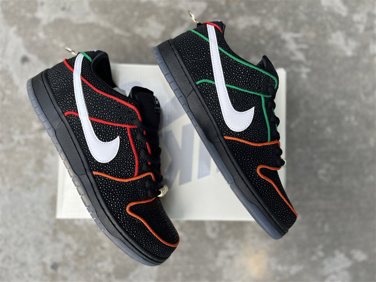 SBDNK‑004 — Nike SB Dunk Low “Bronx Girls” — Black/White/Neon — Design‑Inspired