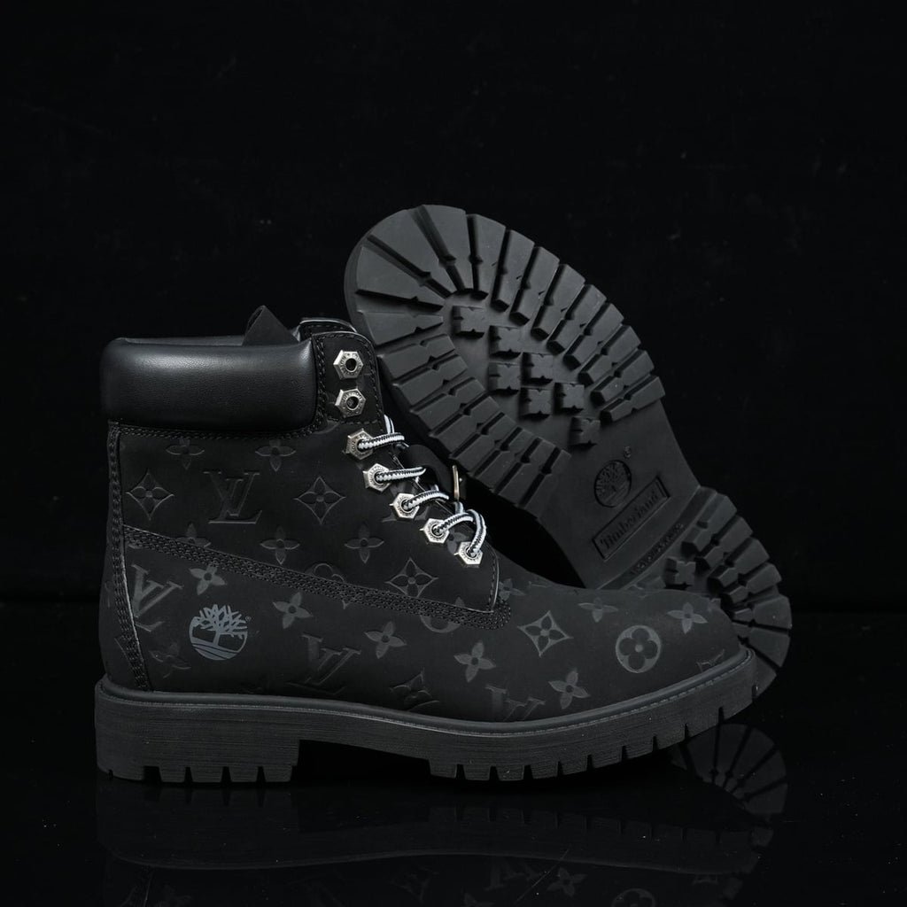 Timberland 6-Inch Design-Inspired - "LV Monogram" Black - TIM-LVMONOBLK-003 - Sole Revival and Redemption LLC