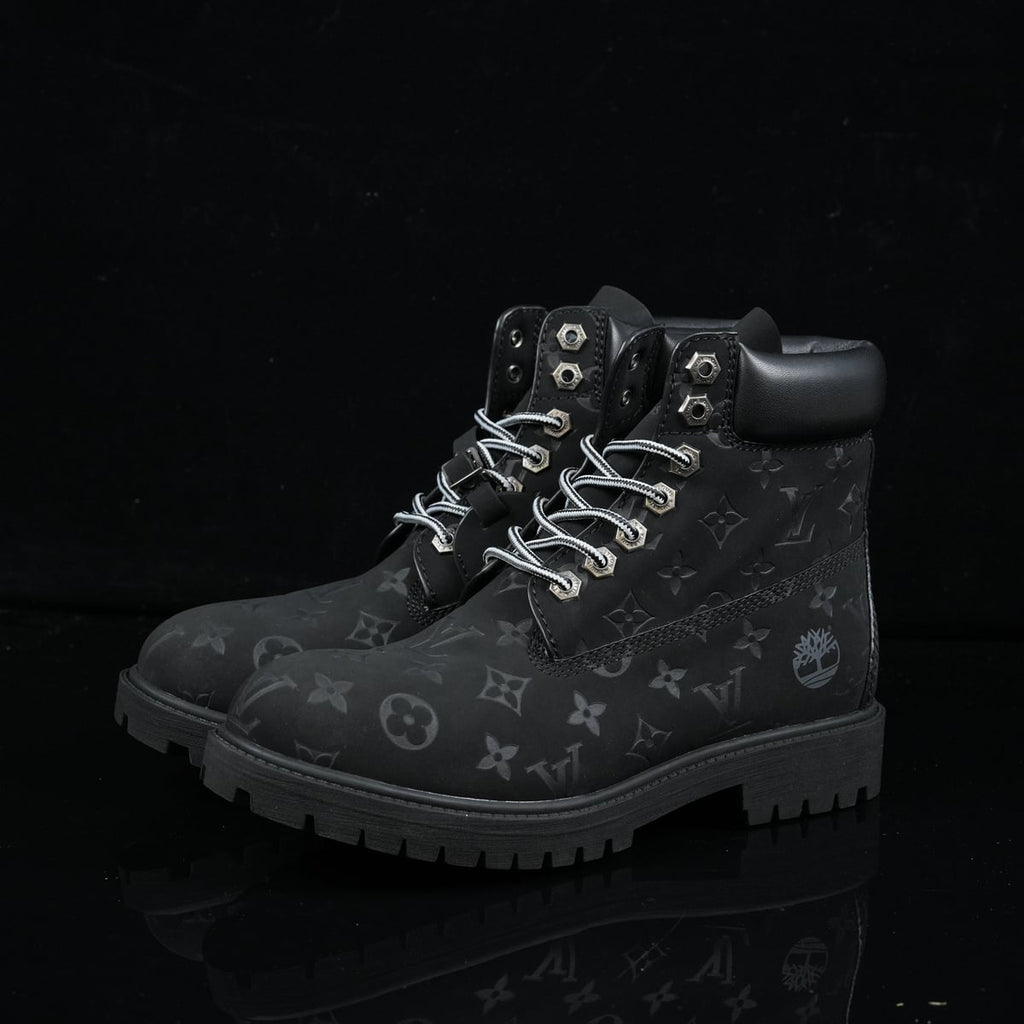 Timberland 6-Inch Design-Inspired - "LV Monogram" Black - TIM-LVMONOBLK-003 - Sole Revival and Redemption LLC