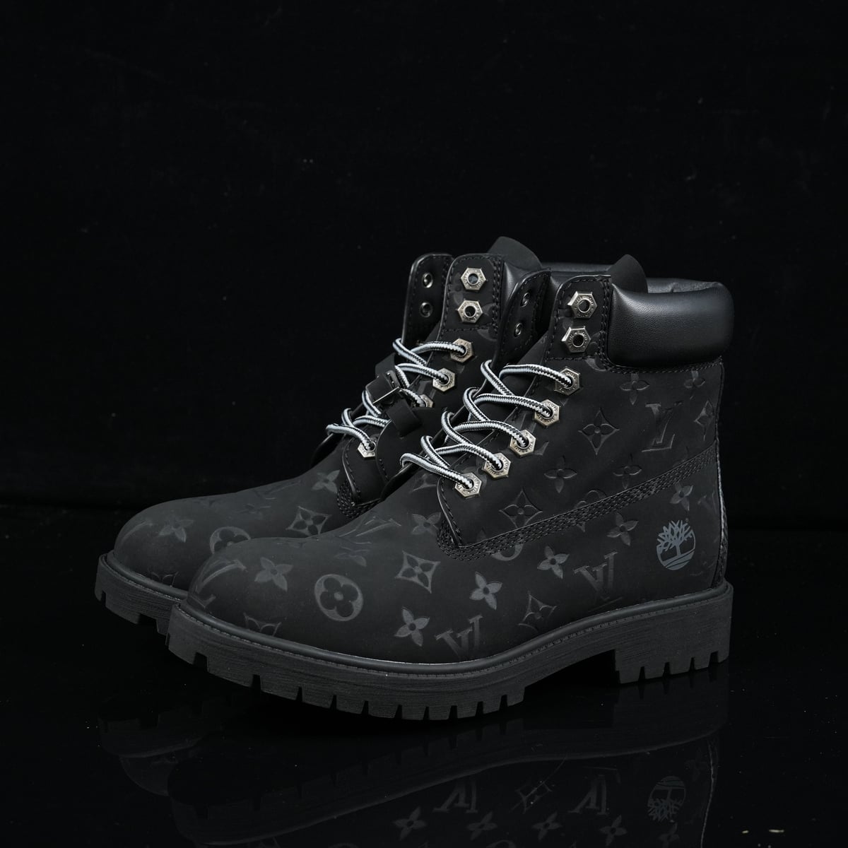 Timberland 6-Inch Design-Inspired - "LV Monogram" Black - TIM-LVMONOBLK-003 - Sole Revival and Redemption LLC