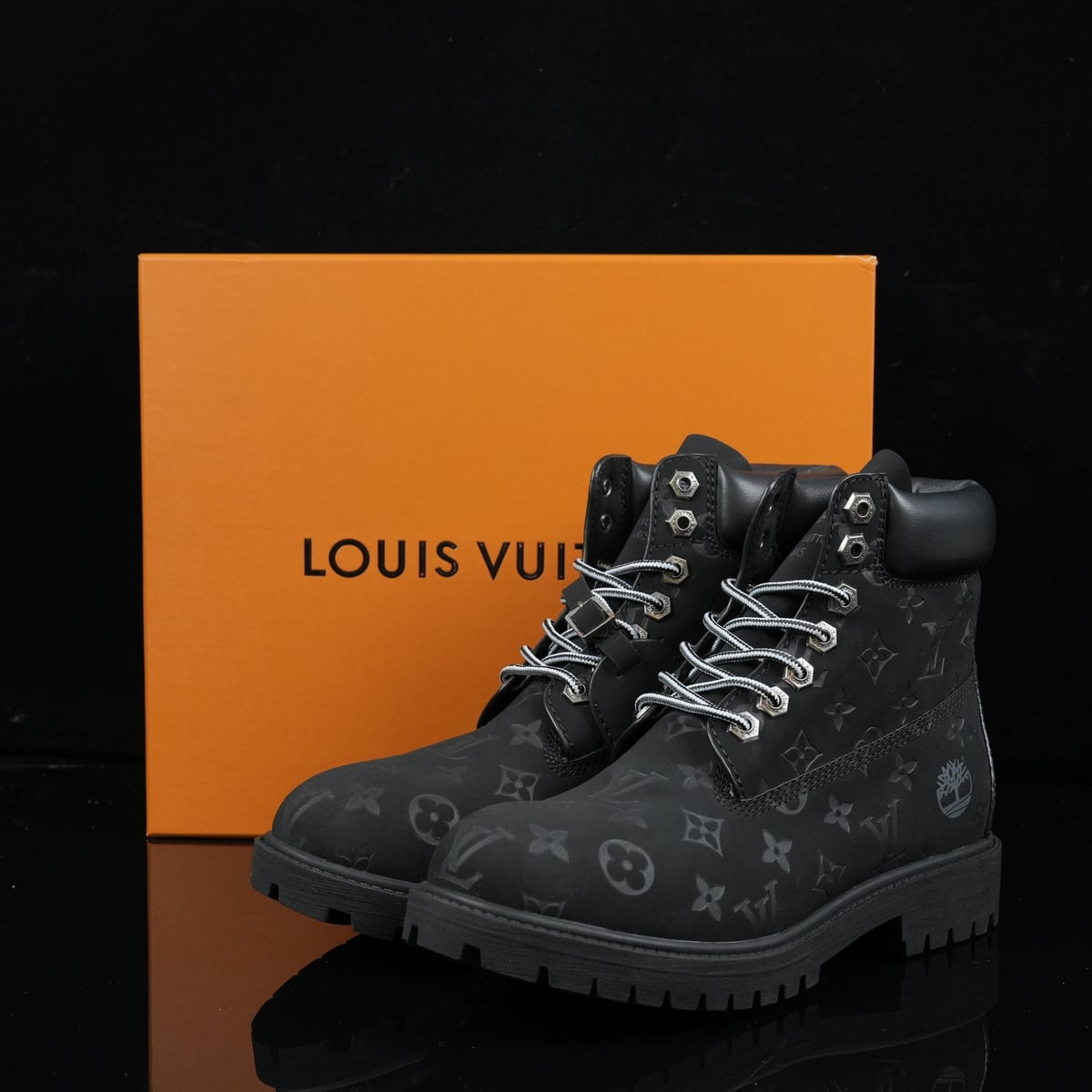 Timberland 6-Inch Design-Inspired - "LV Monogram" Black - TIM-LVMONOBLK-003 - Sole Revival and Redemption LLC