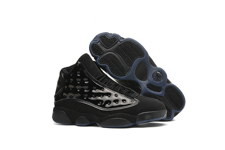 1304 — Jordan 13 “Cap and Gown” — Triple Black — Design‑Inspired
