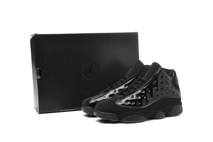 1304 — Jordan 13 “Cap and Gown” — Triple Black — Design‑Inspired