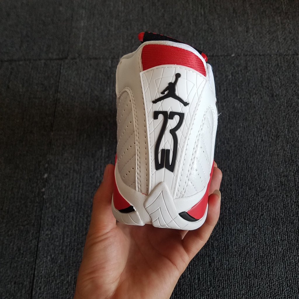 1401 — Jordan 14 “Candy Cane” — White/Varsity Red/Black — Design‑Inspired