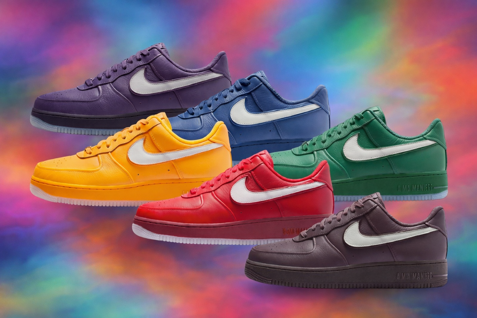 Air Force 1 Low – Design-Inspired "A Ma Manière" 6-Colorway Custom Tribute Build AF1-032 | Purple / Mustard / Forest / Navy / Red / Brown