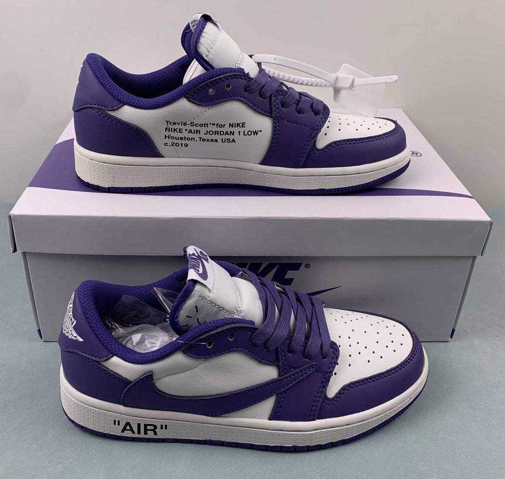 Jordan 1 Low — Design‑Inspired "Travis Scott Off‑White Fragment Collab" Custom Fantasy Build "Court Purple" AJ1‑TSOWFRG‑047