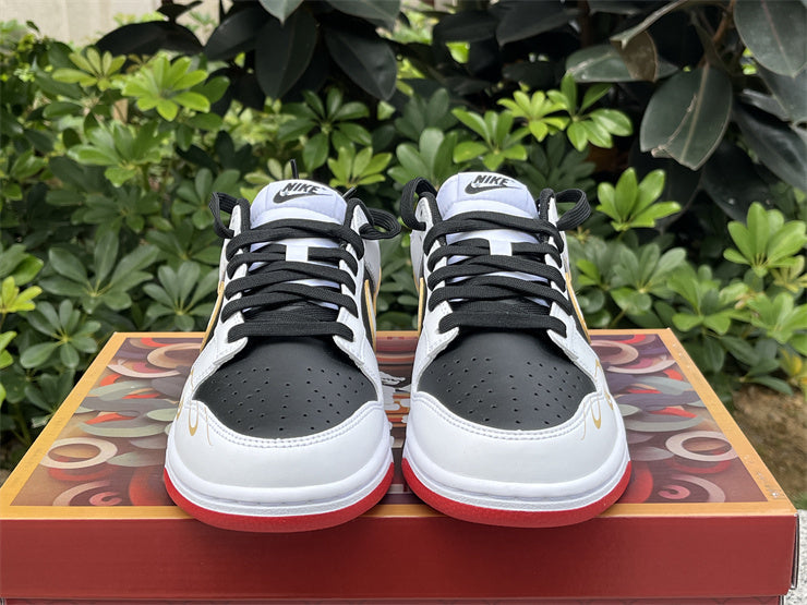 SBDNK‑007 — Nike SB Dunk Low “Reverse Year of the Dragon” — Black/White/Gold/Red — Design‑Inspired