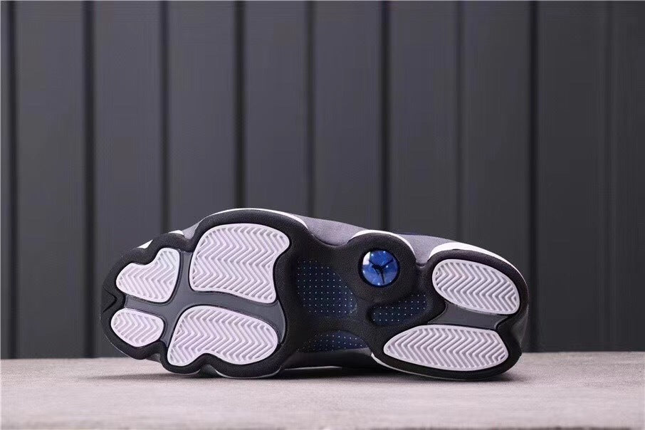 1307 — Jordan 13 “Flint” — Navy/Grey/White — Design‑Inspired