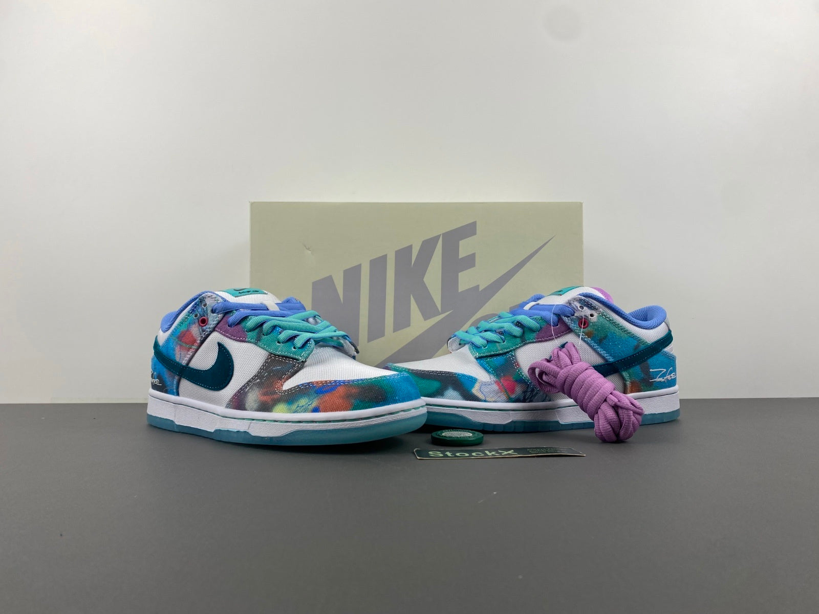 SB‑041 SB Dunk “Futura Laboratories” — Bleached / Blush (F&F) — Design‑Inspired Customs