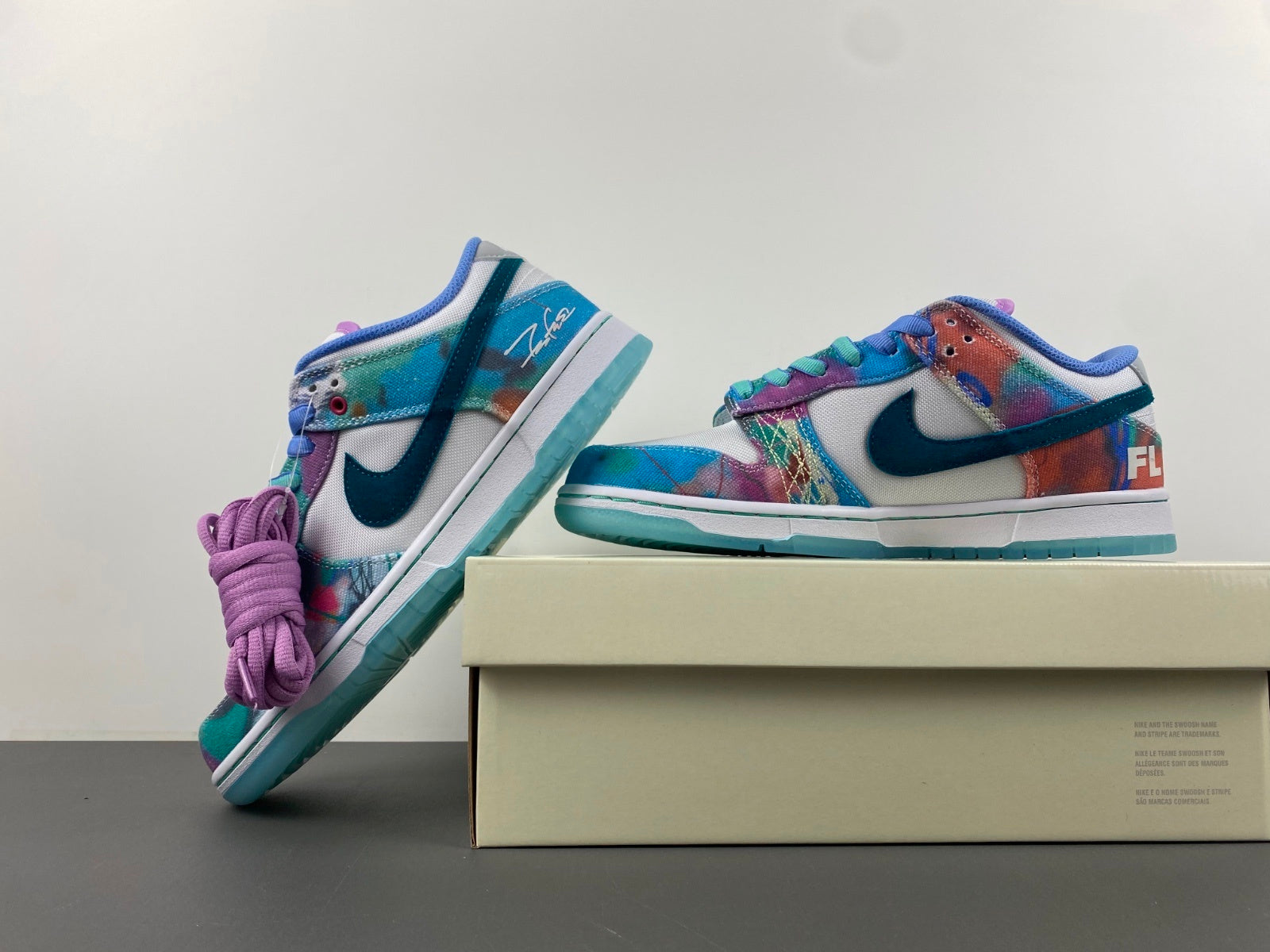 SB‑041 SB Dunk “Futura Laboratories” — Bleached / Blush (F&F) — Design‑Inspired Customs