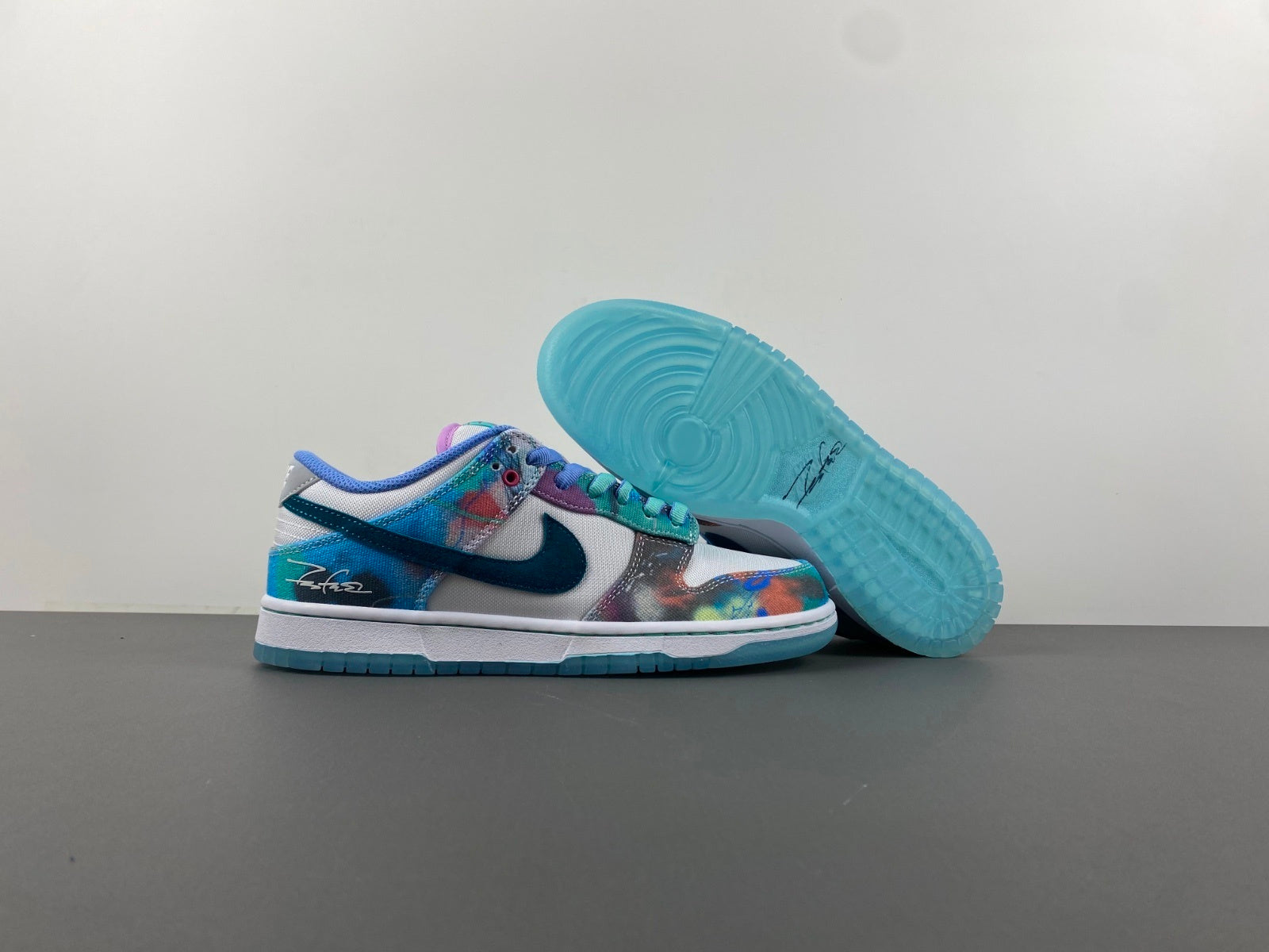 SB‑041 SB Dunk “Futura Laboratories” — Bleached / Blush (F&F) — Design‑Inspired Customs
