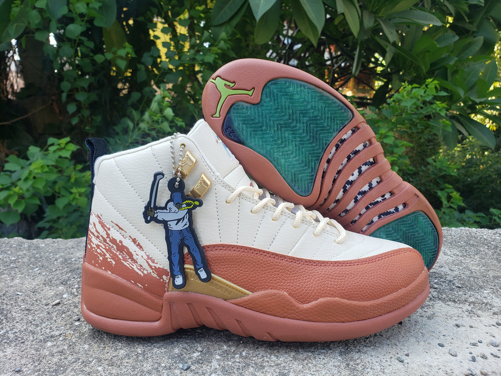 1208 — Jordan 12 “Eastside Golf” — Cream/Orange/Navy — Design‑Inspired