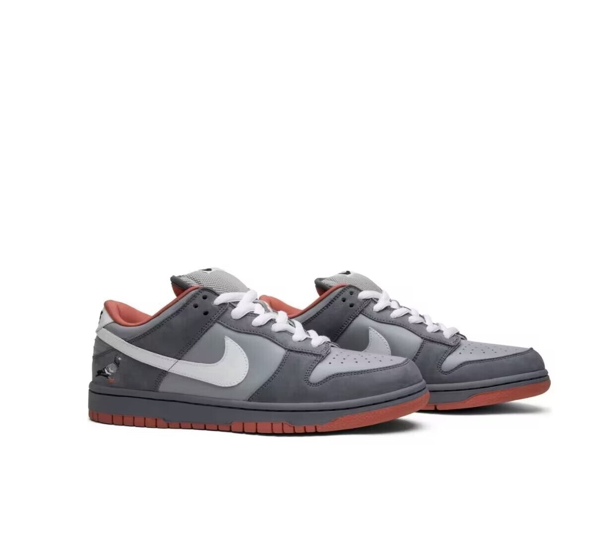SBDNK‑011 — Nike SB Dunk Low “NYC Pigeon” — Grey/White/Orange — Design‑Inspired