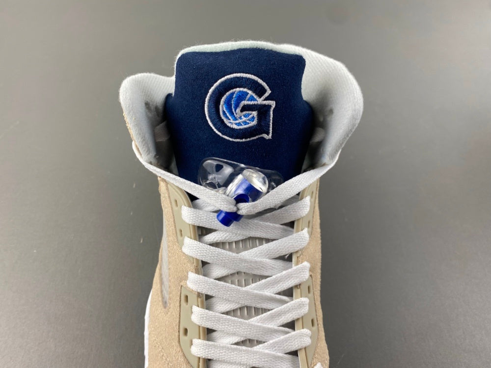 Jordan 5 Design-Inspired - "Hoyas PE" "Khaki & Navy" Custom Tribute - AJ5-HOYAPE-529D