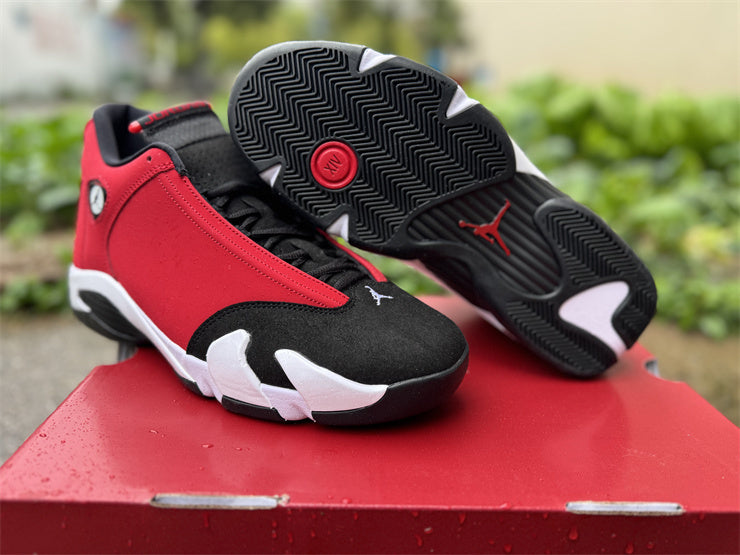 1407 — Jordan 14 “Gym Red” — Red/Black/White — Design‑Inspired