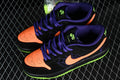 SBDNK‑019 — Nike SB Dunk Low “Night of Mischief” — Black/Orange/Purple/Volt — Design‑Inspired
