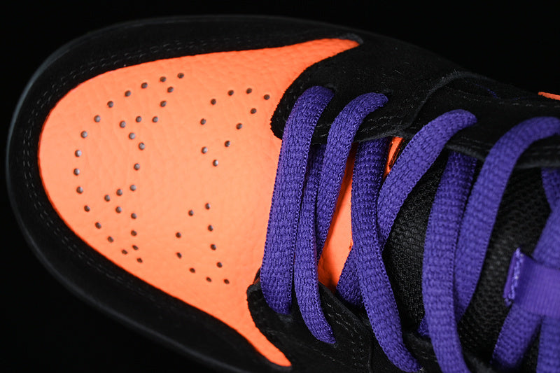 SBDNK‑019 — Nike SB Dunk Low “Night of Mischief” — Black/Orange/Purple/Volt — Design‑Inspired