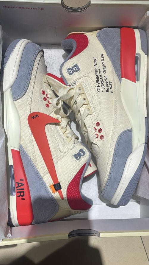 Jordan 3 “Off‑White Inspired” — Premium Fantasy Collab — US 10.5 — New With Box