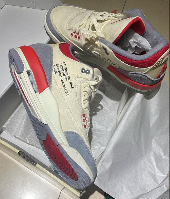 Jordan 3 “Off‑White Inspired” — Premium Fantasy Collab — US 10.5 — New With Box