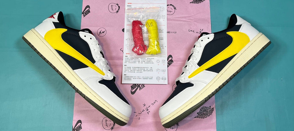 TS‑JRDNS‑014 — Jordan 1 Low Travis Scott “Black &amp; Yellow Sail” — Fantasy Build