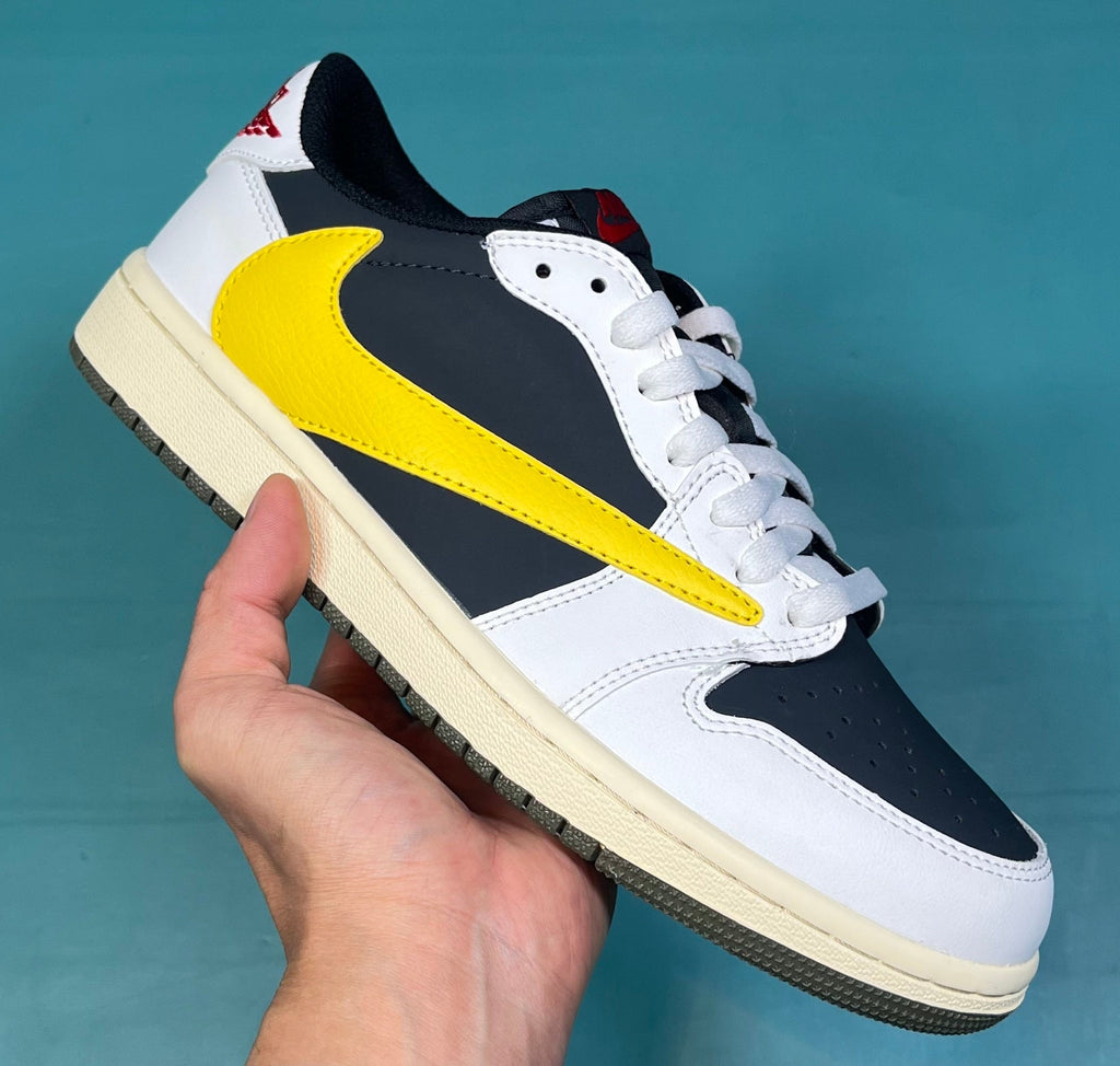TS‑JRDNS‑014 — Jordan 1 Low Travis Scott “Black &amp; Yellow Sail” — Fantasy Build