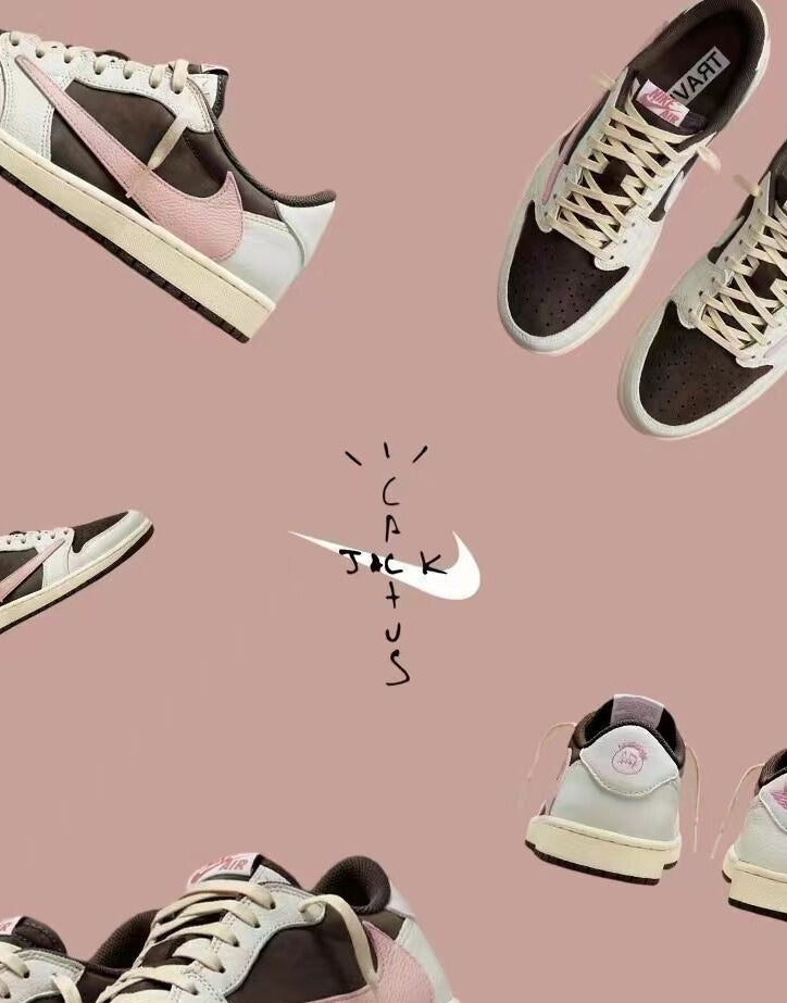 TS‑JRDNS‑010 — Jordan 1 Low Travis Scott “Pink Mocha” — Fantasy Build