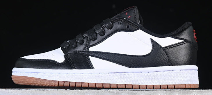 TS‑JRDNS‑021 — Jordan 1 Low Travis Scott “Black and White Gum Bottoms” — Fantasy Build