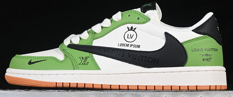TS‑JRDNS‑028 — Jordan 1 Low Travis Scott “LV Virgil Nigo – Lime &amp; Black” — Fantasy Build