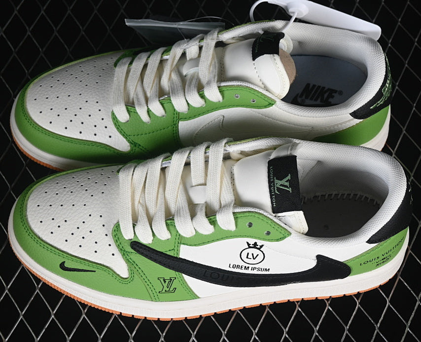 TS‑JRDNS‑028 — Jordan 1 Low Travis Scott “LV Virgil Nigo – Lime &amp; Black” — Fantasy Build