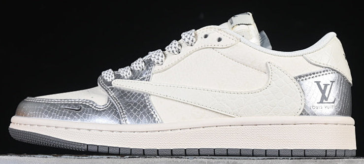 TS‑JRDNS‑016 — Jordan 1 Low Travis Scott “LV Chrome Reptile” — Fantasy Build