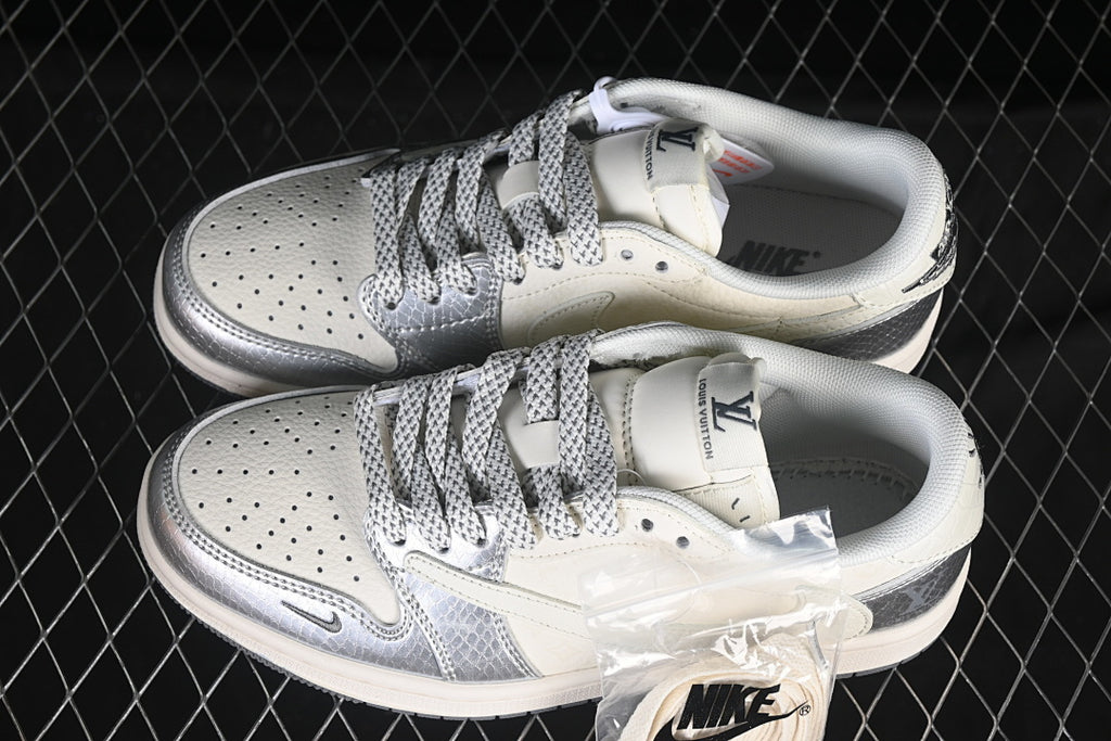 TS‑JRDNS‑016 — Jordan 1 Low Travis Scott “LV Chrome Reptile” — Fantasy Build
