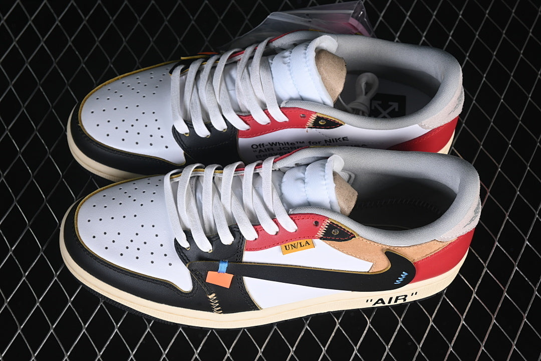 TS‑JRDNS‑041 — Jordan 1 High “Off-White × UN/LA Red Black White” — Fantasy Build