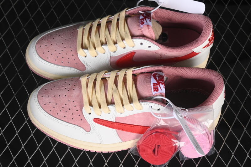 TS‑JRDNS‑042 — Jordan 1 Low Travis Scott “Shy Pinks” — Fantasy Build