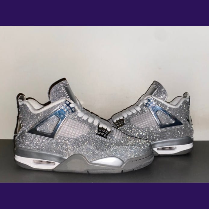 Jordan 4 Design-Inspired - "Glitter Glove" - Custom Tribute Build - AJ4-GLITTERGLOVE-444 - Sole Revival and Redemption LLC