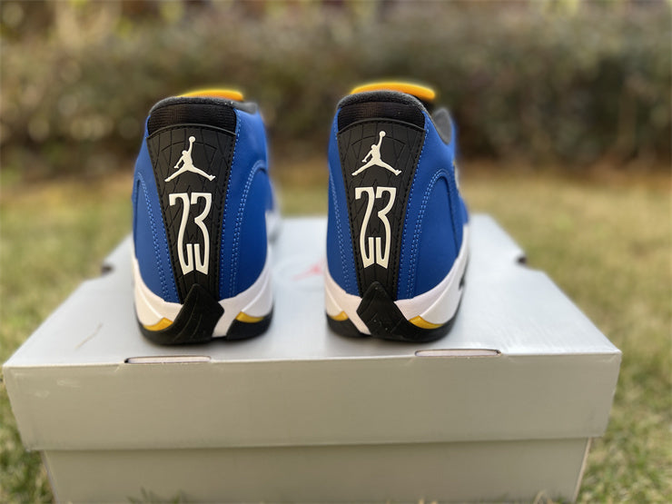 1408 — Jordan 14 “Laney” — Varsity Royal/Black/White — Design‑Inspired