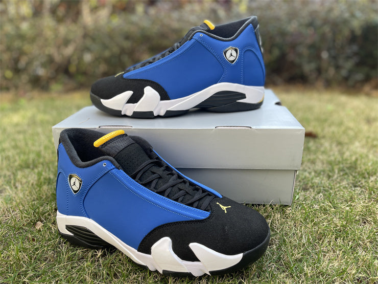 1408 — Jordan 14 “Laney” — Varsity Royal/Black/White — Design‑Inspired